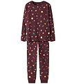 Name It Pyjama Set - 2 Parts - NknVismas - Burgundy/Xmas AOP