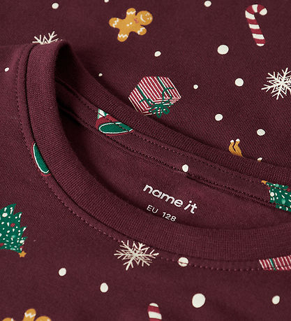 Name It Pyjama set - 2-delig - NknVismas - Burgundy/Kerstmis AOP