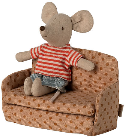 Maileg Miniature Sofa - Mouse - Pink w. Dots