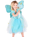 Den Goda Fen Costume - Fairy Dress w. Wings/Magic Wand - Turquoi