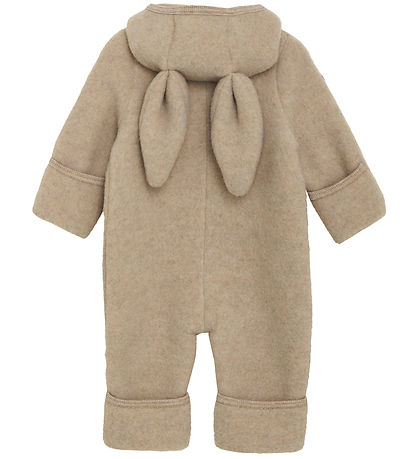 Huttelihut Pramsuit - Wool fleece - Camel Melange w. Ears