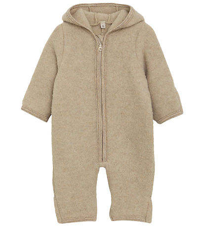 Huttelihut Pramsuit - Wool fleece - Camel Melange w. Ears