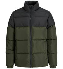 Jack & Jones Puffer Jacket - JJMaze - Raisin/Black Blocking