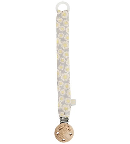 Smallstuff Pacifier Clip - White Asters
