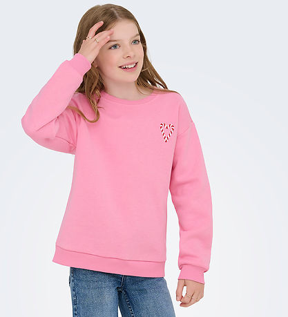 Kids Only Sweatshirt - KogZenja - Påse Rosa/Holly Jolly