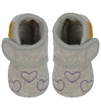 En Fant Slippers - Wool - Grape Shake w. Hearts