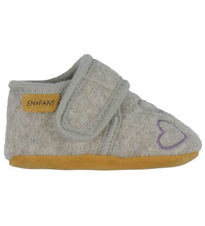 En Fant Slippers - Wool - Grape Shake w. Hearts