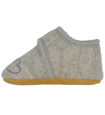En Fant Slippers - Wool - Grape Shake w. Hearts