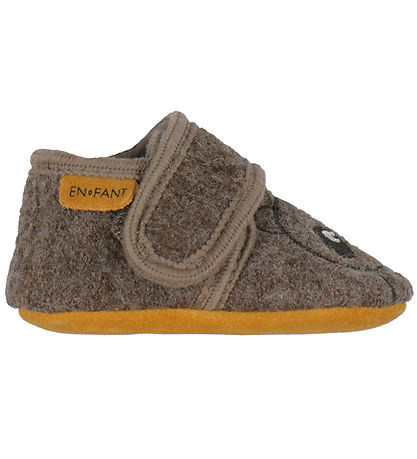 En Fant Slippers - Wool - Chocolate Brown w. Bear