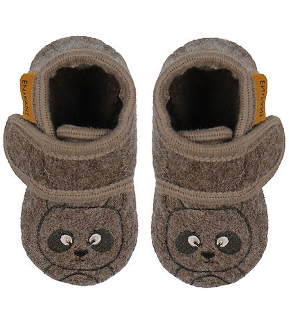 En Fant Slippers - Wool - Chocolate Brown w. Bear