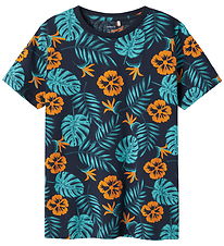T-Shirt Name It - NkmZalo - Marine Blazer/Lumineux Marigold