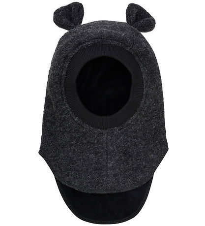 Huttelihut Balaclava - Wool - 2-layer - Dark Grey Melange w. Ear