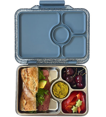 Yumbox Lunchbox w. 4 Rum - Bento Steel - Paris Blue Glitter