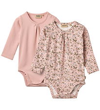 Wheat Bodysuit l/s - 2-Pack - Liv - Rose Powder Flowers