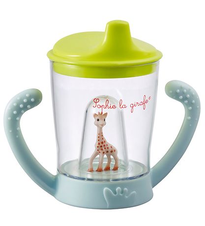 Sophie la Girafe Cup w. Handle/Spout Lid - Transparent/Green w. 