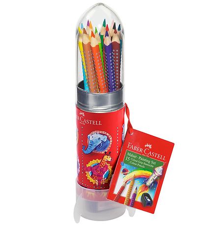 Faber-Castell Crayons w. Pencil Sharpener - 15 pcs - Multi