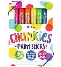 Ooly Jumbo Tússlitir - Chunkies Paint Sticks - 12 Stk. - Marglit