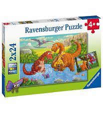 Ravensburger Púsluspil - 2x24 Kubbar - Dinosaurs at Play