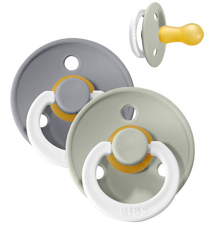BIBS Colour Glowing Pacifiers - Size 2 - 2-Pack - Round - Sage/C