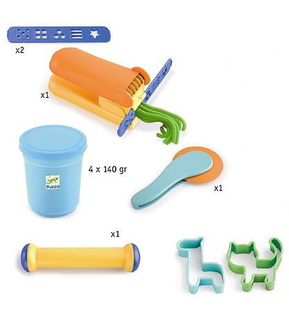 Djeco Play Dough - Starter Kit - 21 Parts - Pop