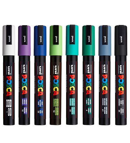 Posca Tuschpennor - PC-5M - 8 st. - Kall Färger