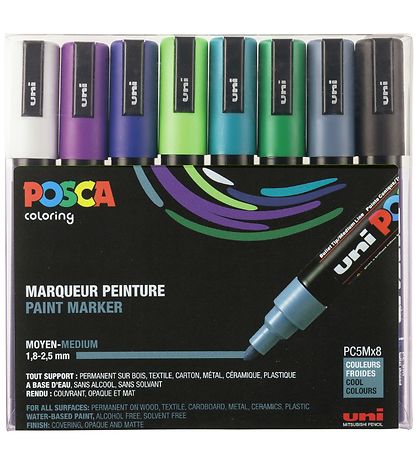 Posca Tuschpennor - PC-5M - 8 st. - Kall Färger
