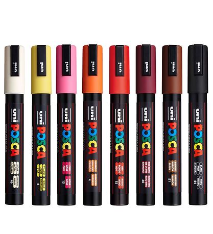 Posca Tússlitir - PC-5M - 8 Stk. - Hiti Litir