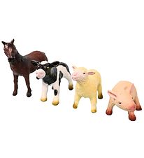 Green Rubber Toys Animal - 4-Pack - 11 cm - Farm Animals