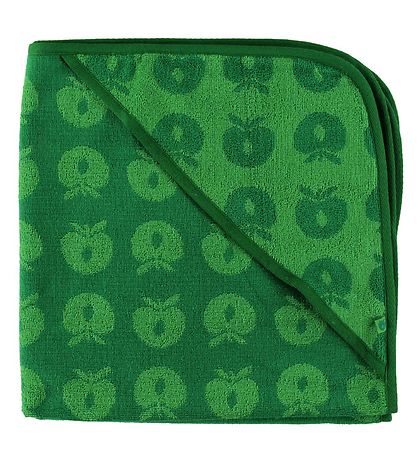 Småfolk Baby towel - 75x75 cm - Green w. Apples
