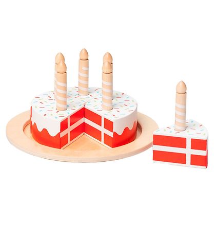 MaMaMeMo Leikfangamatur - Afmæliskaka M. Danski fáninn - Tré