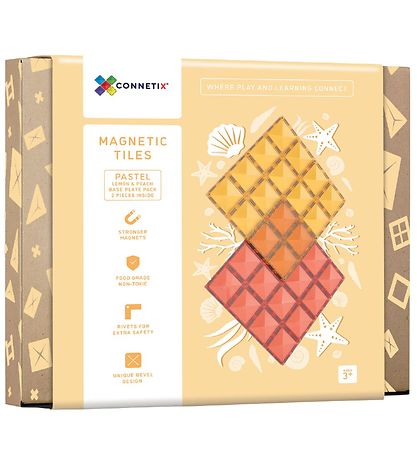 Connetix Magnetic plates - 2-Parts - Lemon & Peach