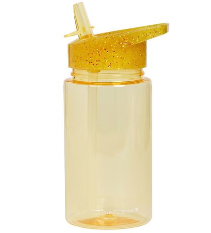 A Little Lovely Company Vatnsflaska M. sogrör - 450 ml - Gull M.