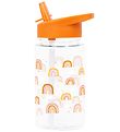 A Little Lovely Company Vattenflaska m. Sugrör - 450 ml - Orange
