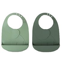 Done By Deer Bib w. Food Catcher - 2-pack - Silicone - Elphee Gr