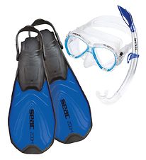 Seac Snorkeling Set w. Diving Fins - Tris Zoom Jr - Blue