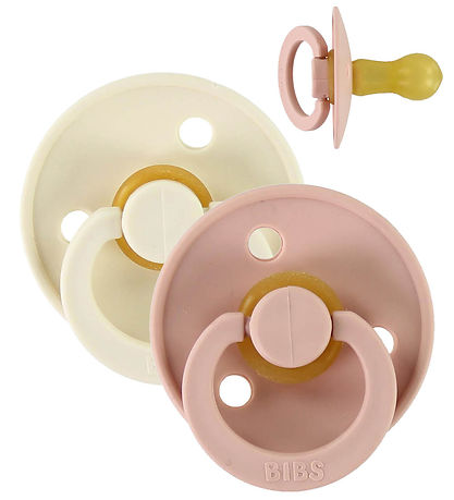 BIBS Colour Pacifiers - Size 2 - 2-Pack - Round - Ivory/Blush