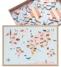 Vissevasse Púsluspil - World Map Animal - 42 Kubbar