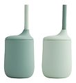 Liewood Becher m. Strohhalme - 2er-Pack - Silikon - Ellis - Mint
