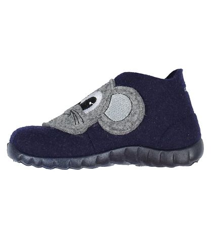 Superfit Slippers - Wool - Dark Blue w. Mouse