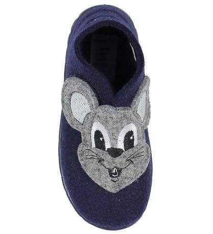 Superfit Slippers - Wool - Dark Blue w. Mouse