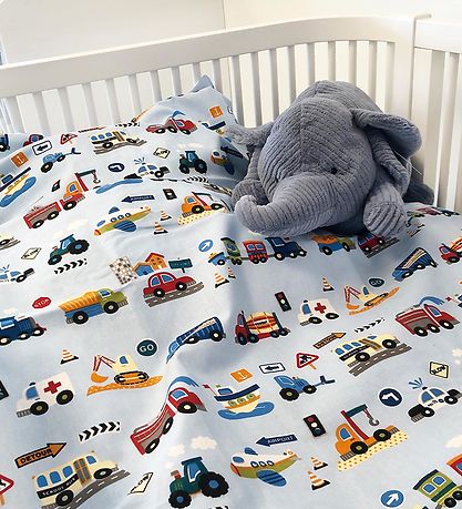 Nørgaard Madsens Duvet Cover - Baby - Light Blue w. Machines
