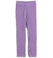 Joha Leggings - Uld/Silke - Lilla m. Hulmønster