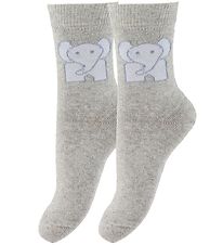 Chaussettes Fuzzies - 2 Pack - Marron Clair av. Éléphants