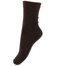 Chaussettes Fuzzies - Laine/Coton - Marron