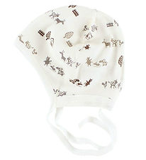 Joha Baby Hat w. Ears - Ivory w. Animals