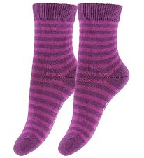 Fuzzies Sokken - 2-pack - Cerise Gestreept