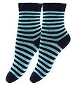Fuzzies Socks - 2-Pack - Black/Turquoise Striped