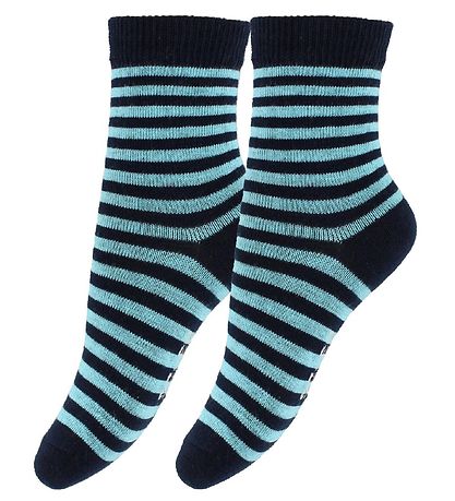 Fuzzies Socks - 2-Pack - Black/Turquoise Striped