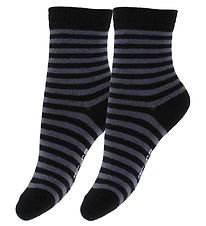 Fuzzies Sokken - 2-pack - Zwart/Grijs Gestreept
