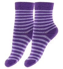Fuzzies Sokken - 2-pack - Paars Gestreept